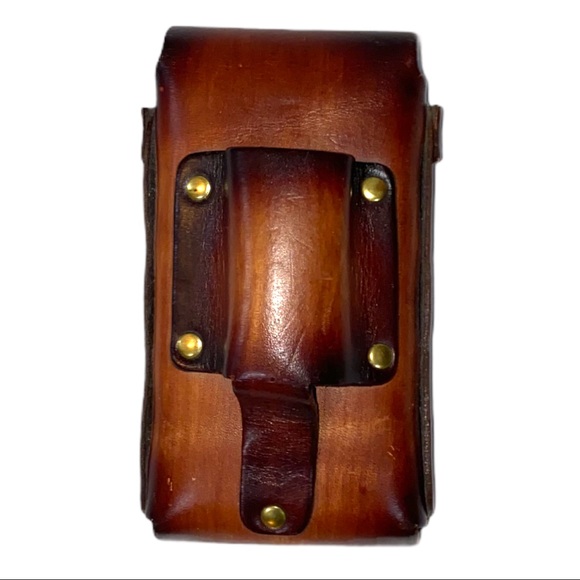 Tooled leather cig and lighter case - Picture 2 of 5